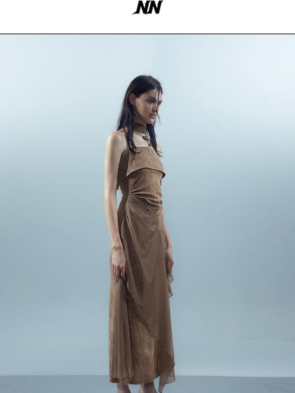 NORTH NODE Crown Mesh Spliced Bustier Knit Women&