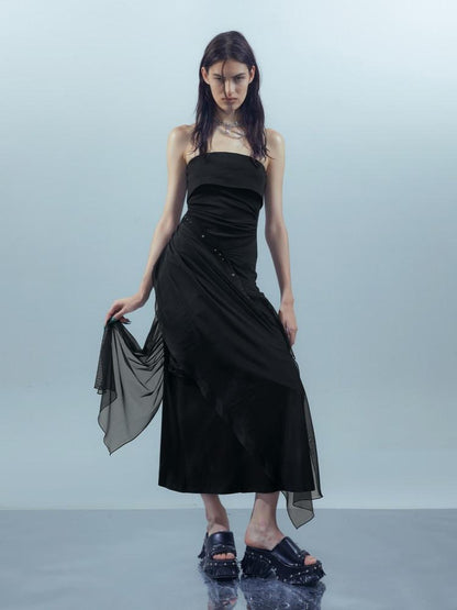 NORTH NODE Crown Mesh Spliced Bustier Knit Women&