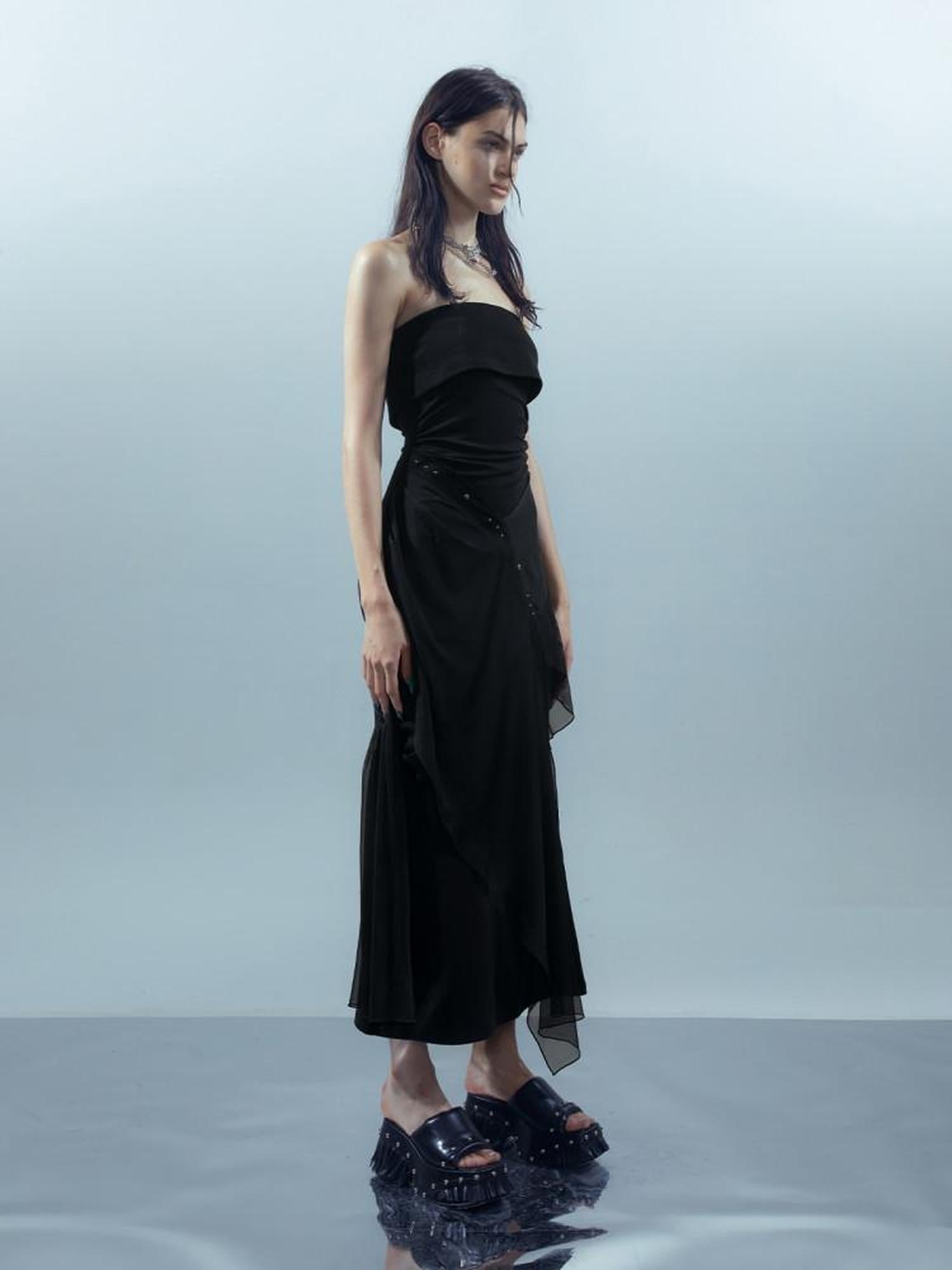 NORTH NODE Crown Mesh Spliced Bustier Knit Women&