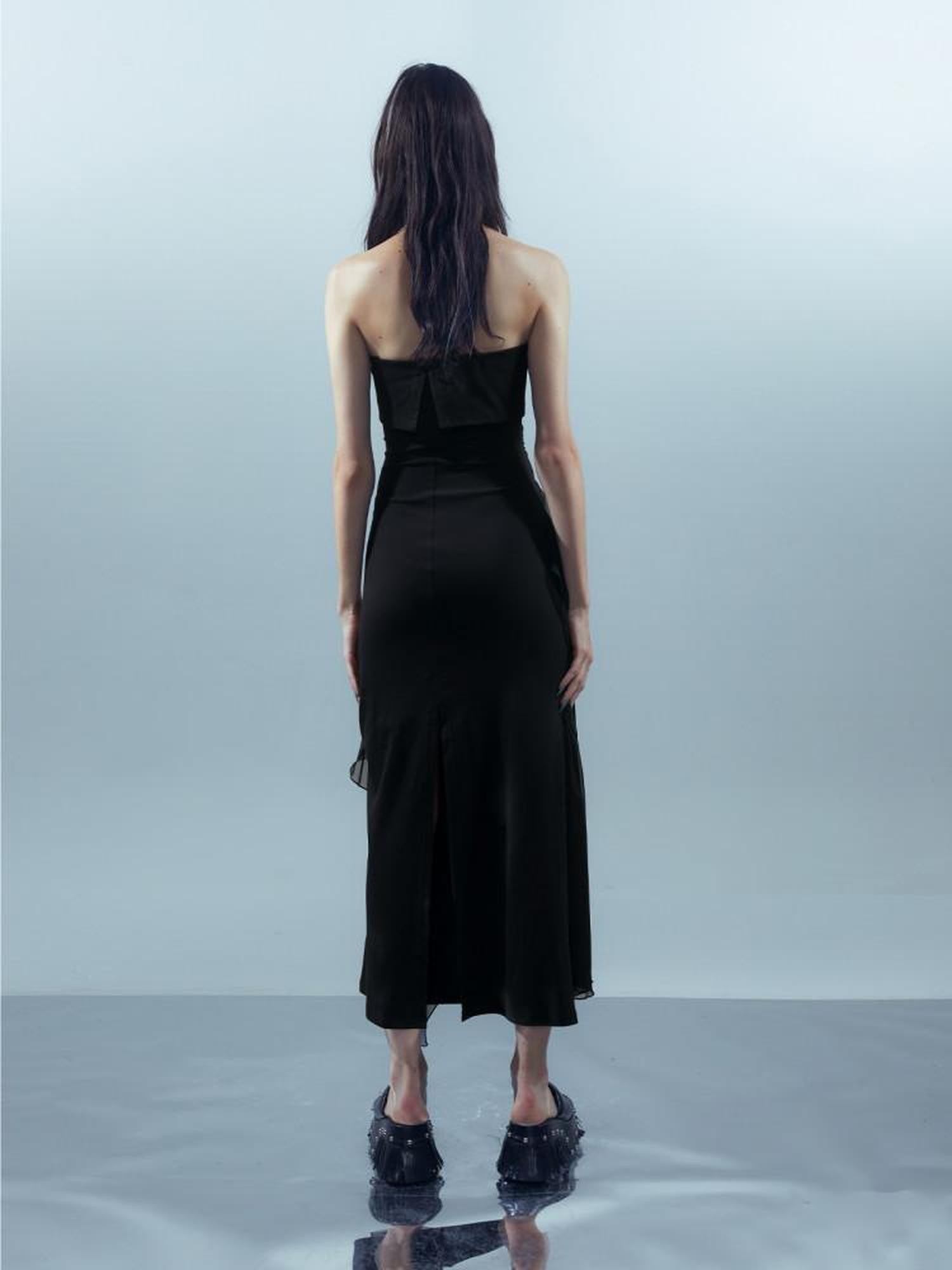 NORTH NODE Crown Mesh Spliced Bustier Knit Women&