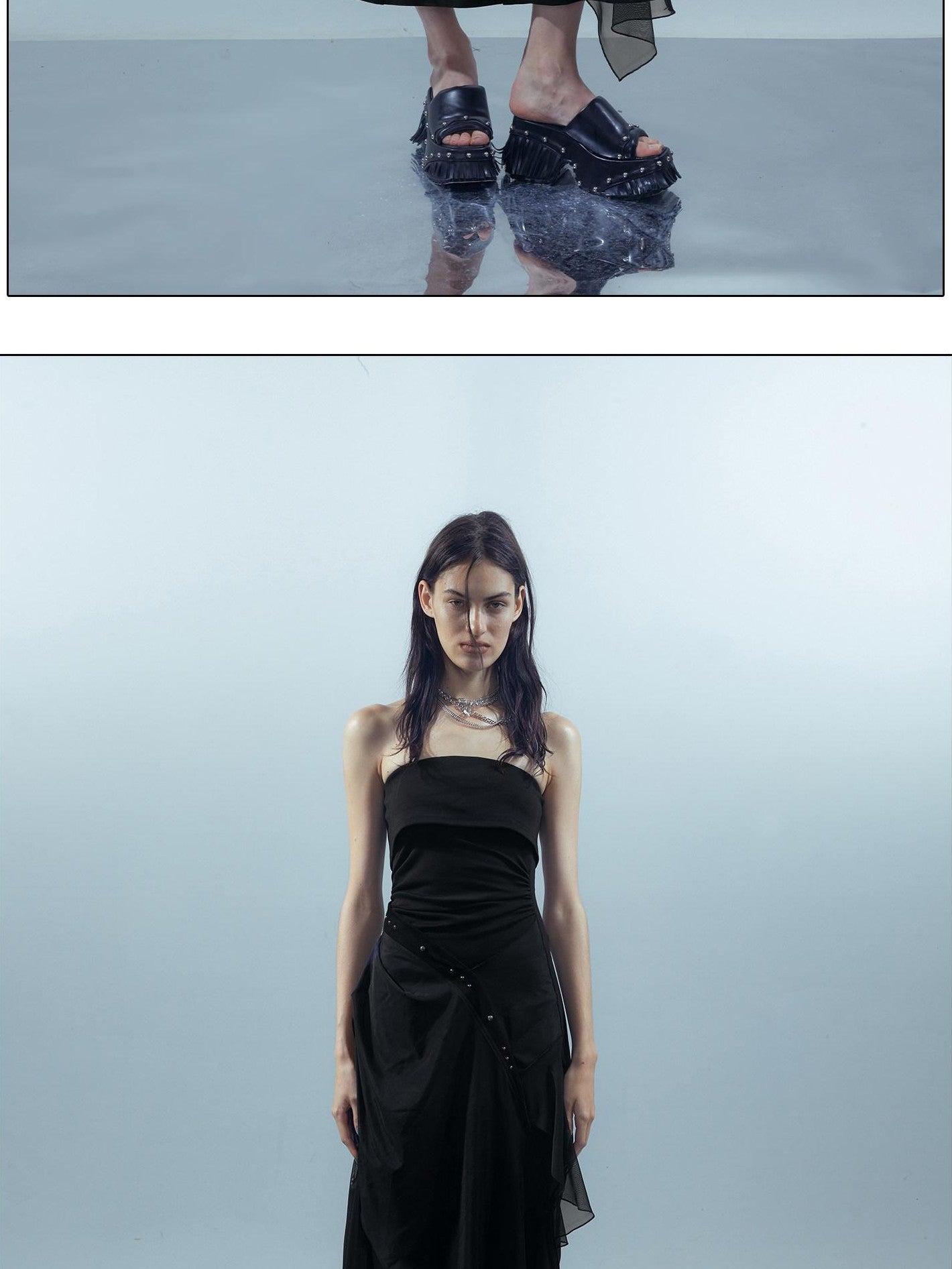 NORTH NODE Crown Mesh Spliced Bustier Knit Women&
