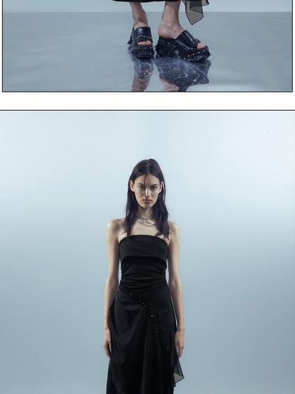 NORTH NODE Crown Mesh Spliced Bustier Knit Women&