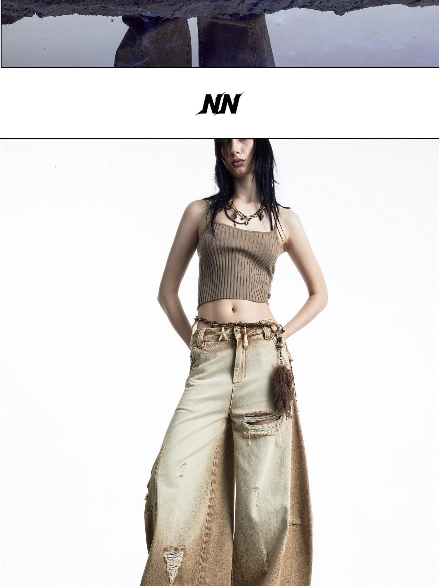 NORTH NODE Curved Blade Cone Shaped Tapered Slim Fit Women&