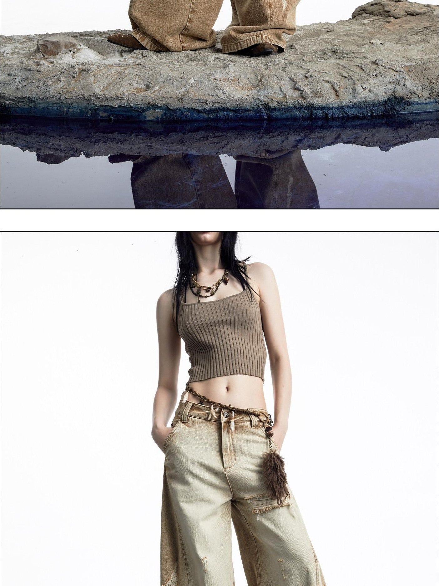 NORTH NODE Curved Blade Cone Shaped Tapered Slim Fit Women&