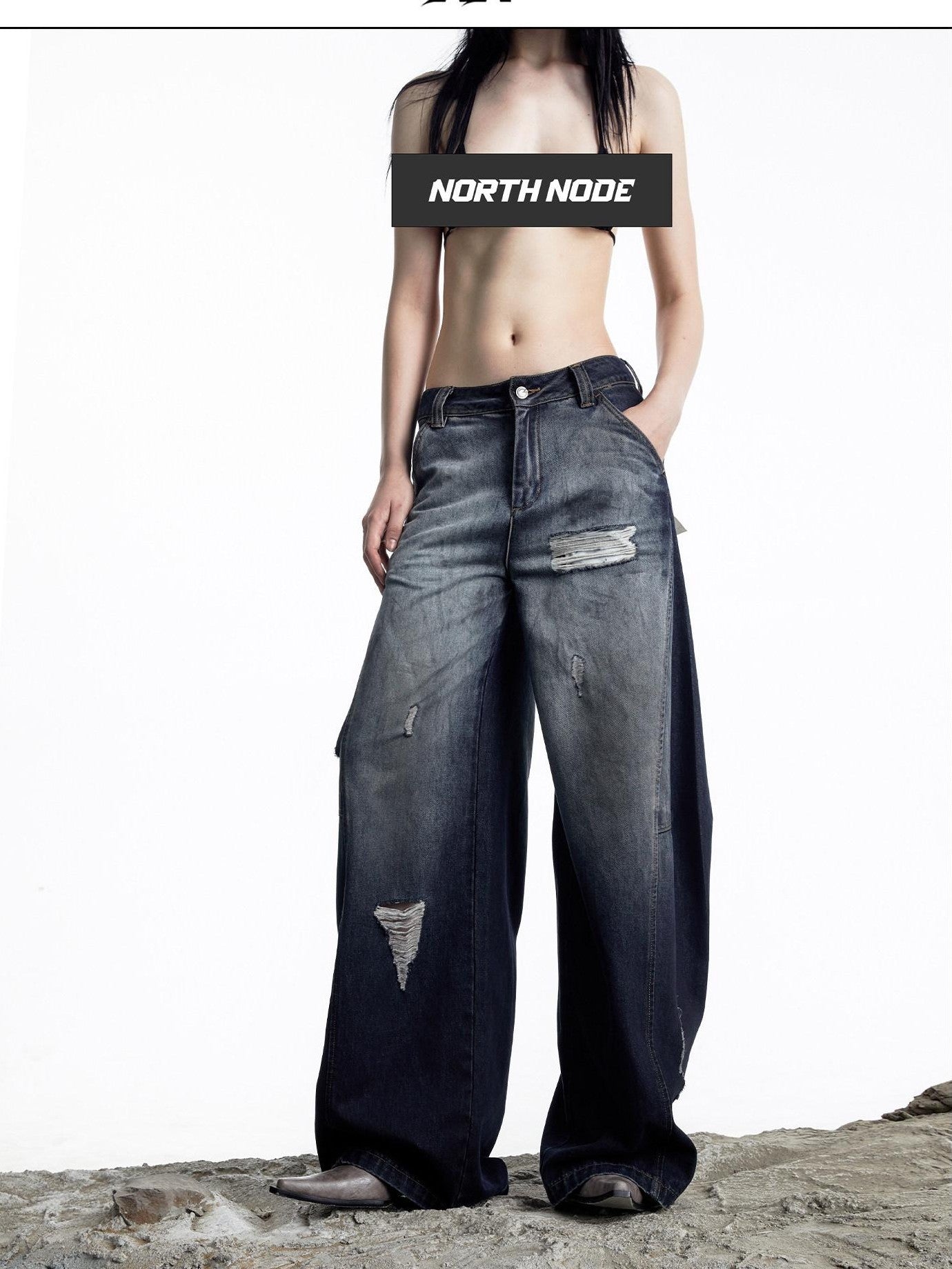 NORTH NODE Curved Blade Cone Shaped Tapered Slim Fit Women&