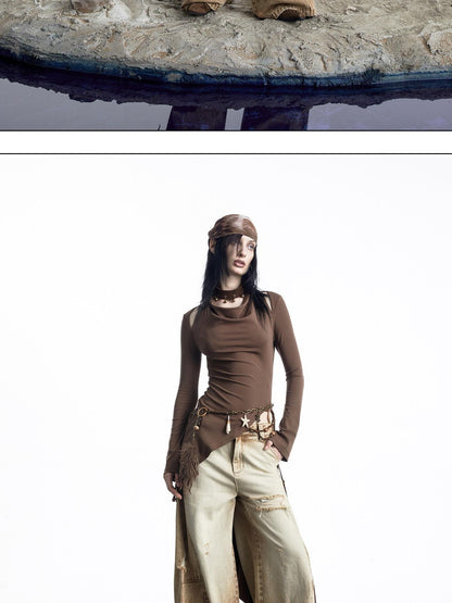 NORTH NODE Curved Blade Cone Shaped Tapered Slim Fit Women&