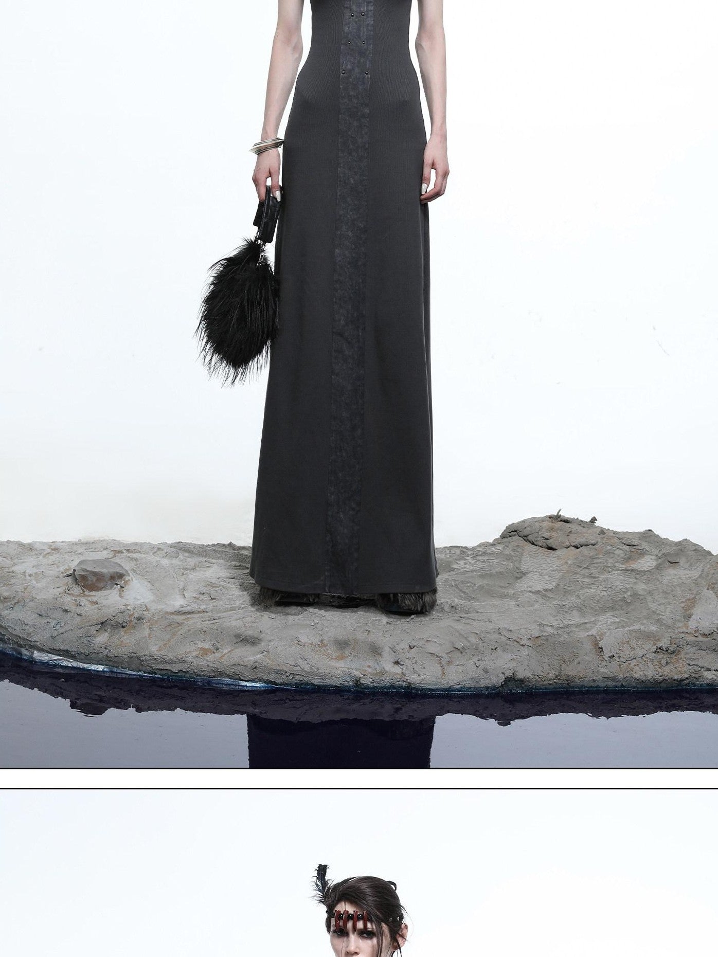 NORTH NODE Dark Gray Patchwork Slim Women&