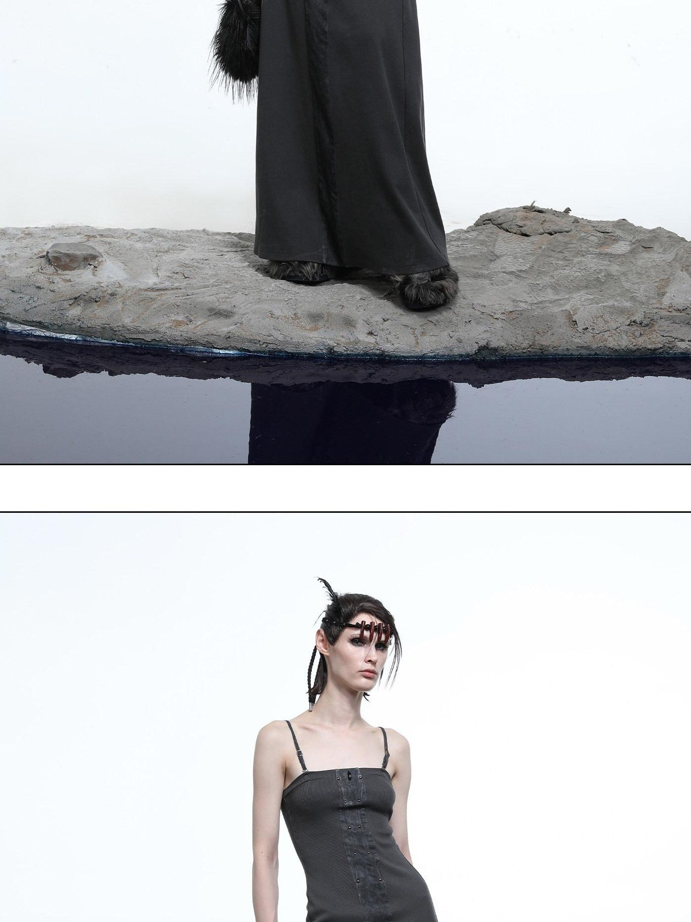 NORTH NODE Dark Gray Patchwork Slim Women&