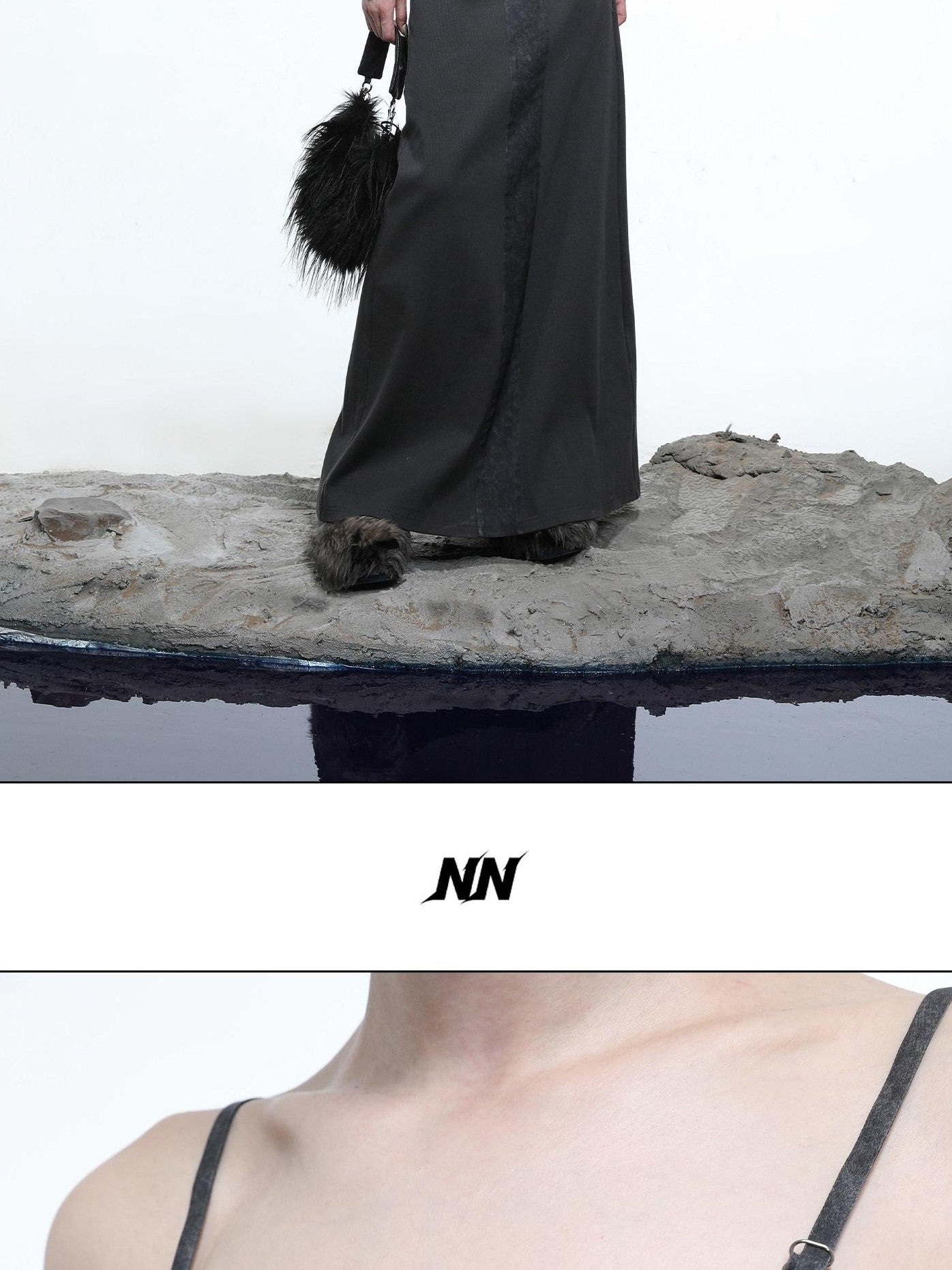 NORTH NODE Dark Gray Patchwork Slim Women&