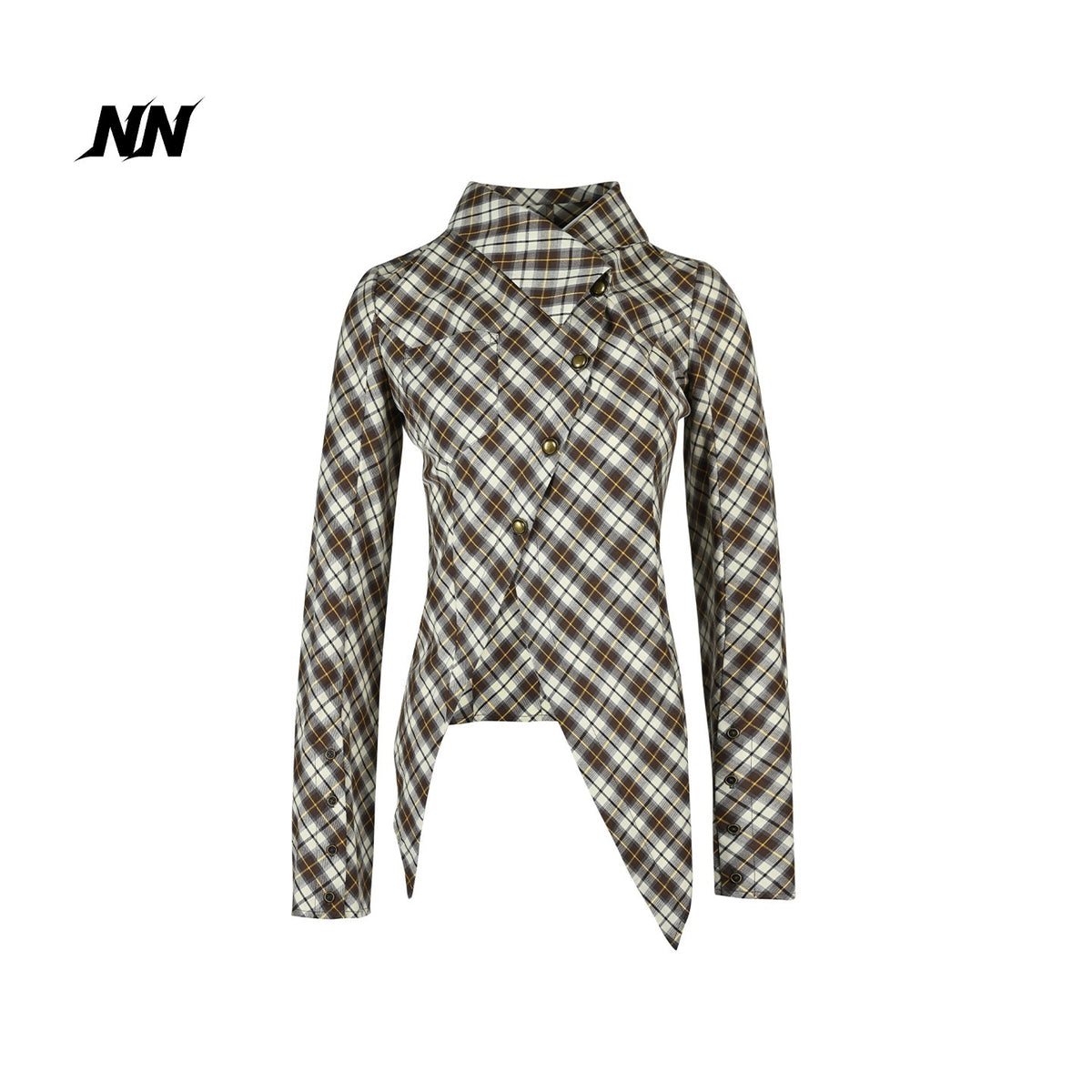 NORTH_NODE_Deconstructed_Asymmetric_Checkered_Slim_Fit_Cotton_Women&