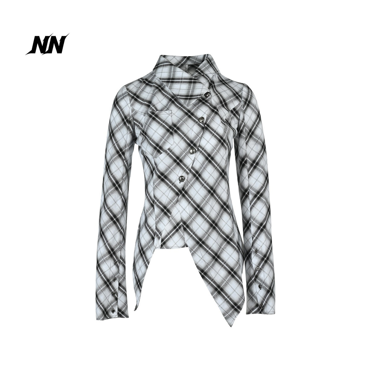 NORTH_NODE_Deconstructed_Asymmetric_Checkered_Slim_Fit_Cotton_Women&