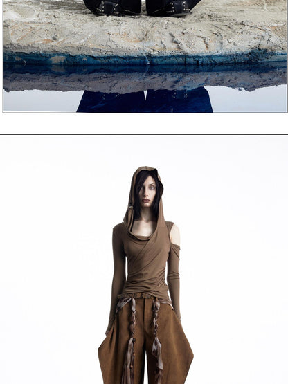 NORTH NODE Deconstructed Pleated Zipper Natural Waist Women&