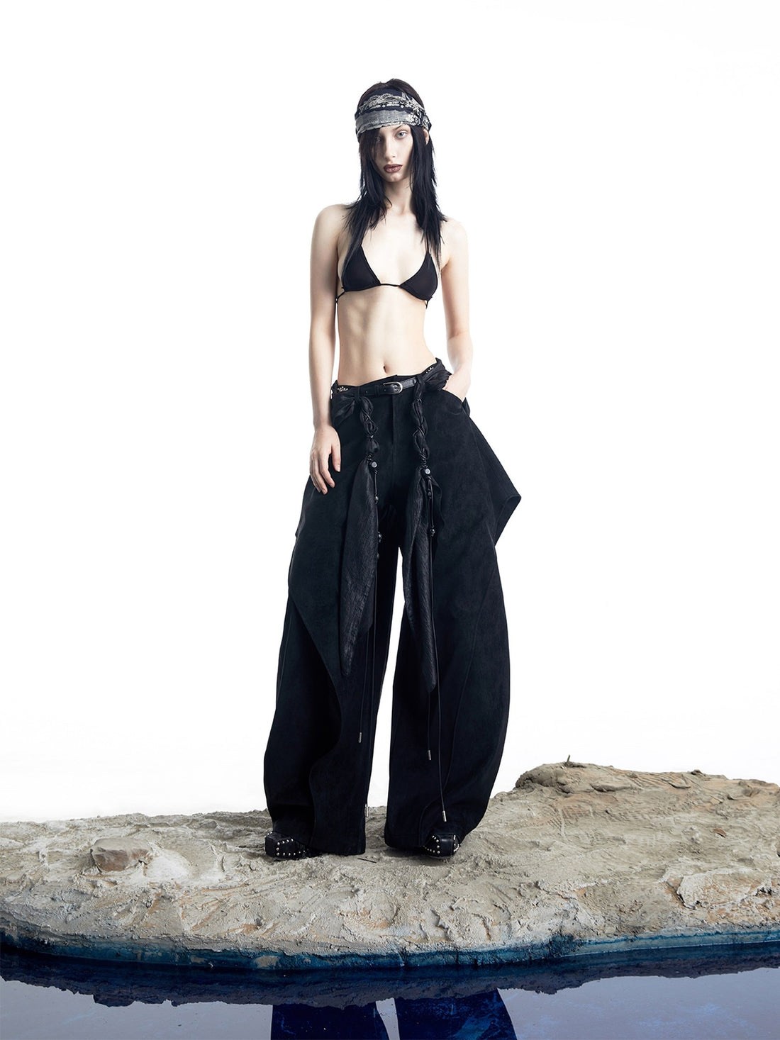 NORTH NODE Deconstructed Pleated Zipper Natural Waist Women&