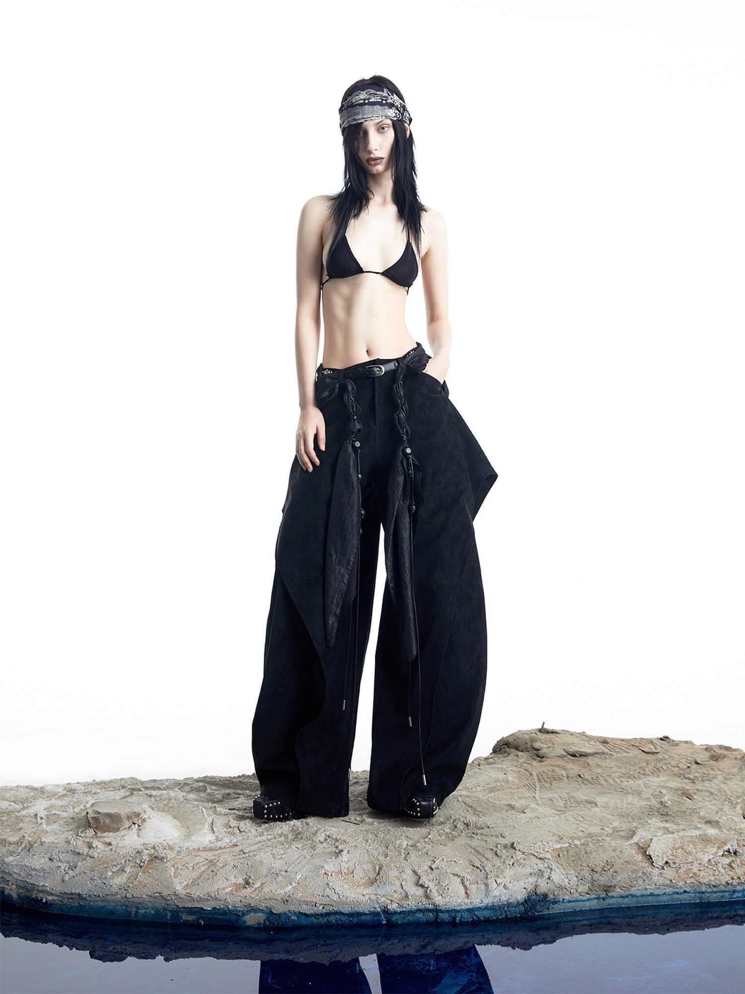 NORTH NODE Deconstructed Pleated Zipper Natural Waist Women&