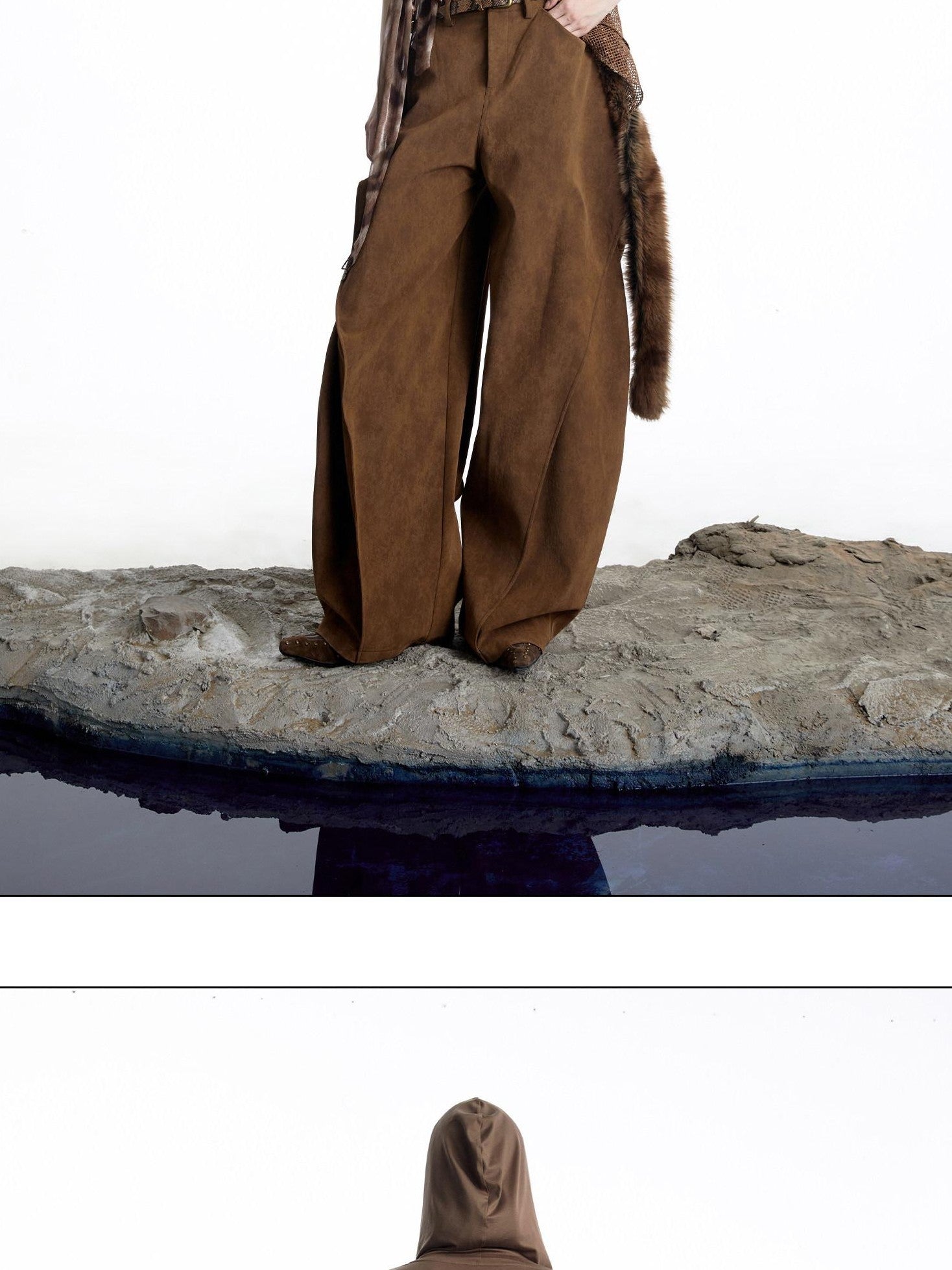 NORTH NODE Deconstructed Pleated Zipper Natural Waist Women&