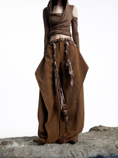 NORTH NODE Deconstructed Pleated Zipper Natural Waist Women&