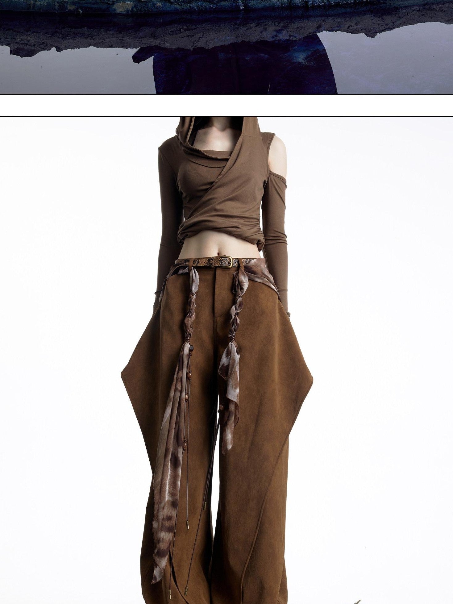 NORTH NODE Deconstructed Pleated Zipper Natural Waist Women&