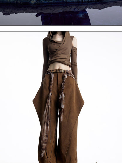 NORTH NODE Deconstructed Pleated Zipper Natural Waist Women&