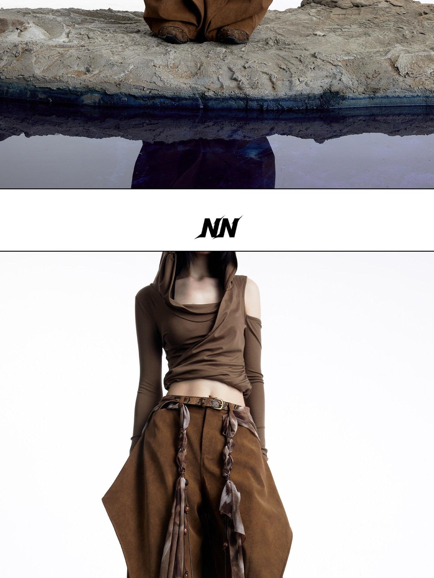 NORTH NODE Deconstructed Pleated Zipper Natural Waist Women&