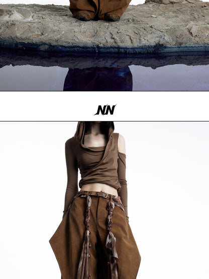 NORTH NODE Deconstructed Pleated Zipper Natural Waist Women&