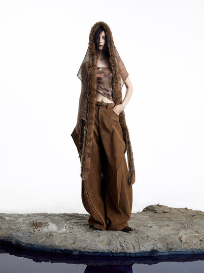 NORTH NODE Deconstructed Pleated Zipper Natural Waist Women&