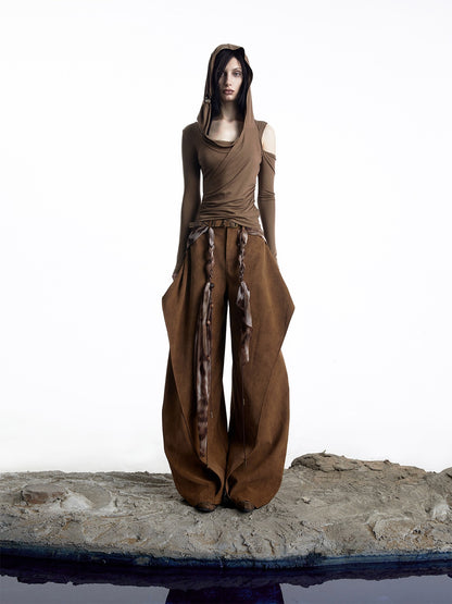 NORTH NODE Deconstructed Pleated Zipper Natural Waist Women&