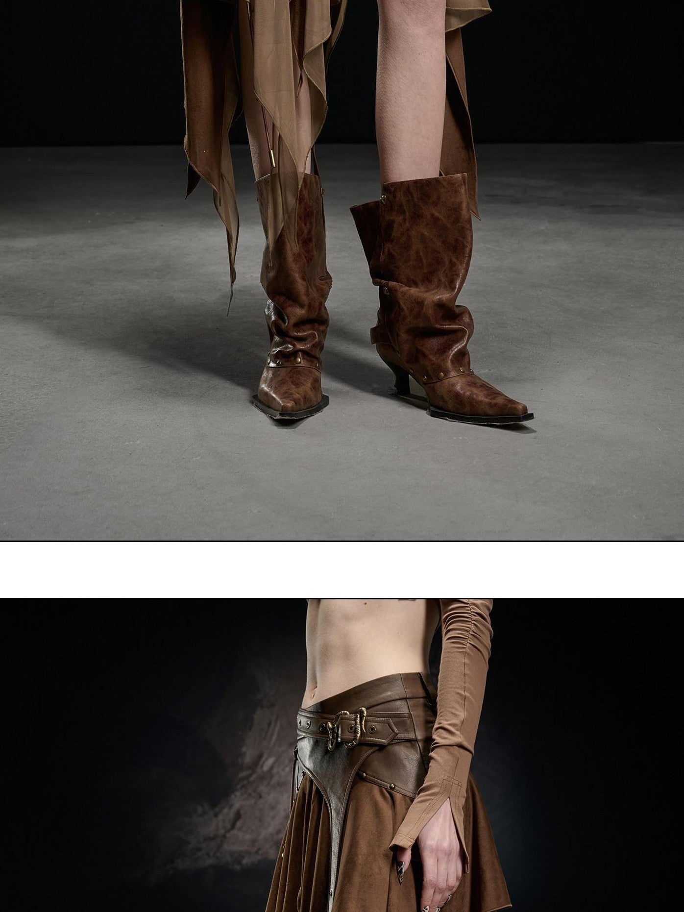 NORTH NODE Desert Nomad Asymmetrical Faux Suede Patchwork Women&