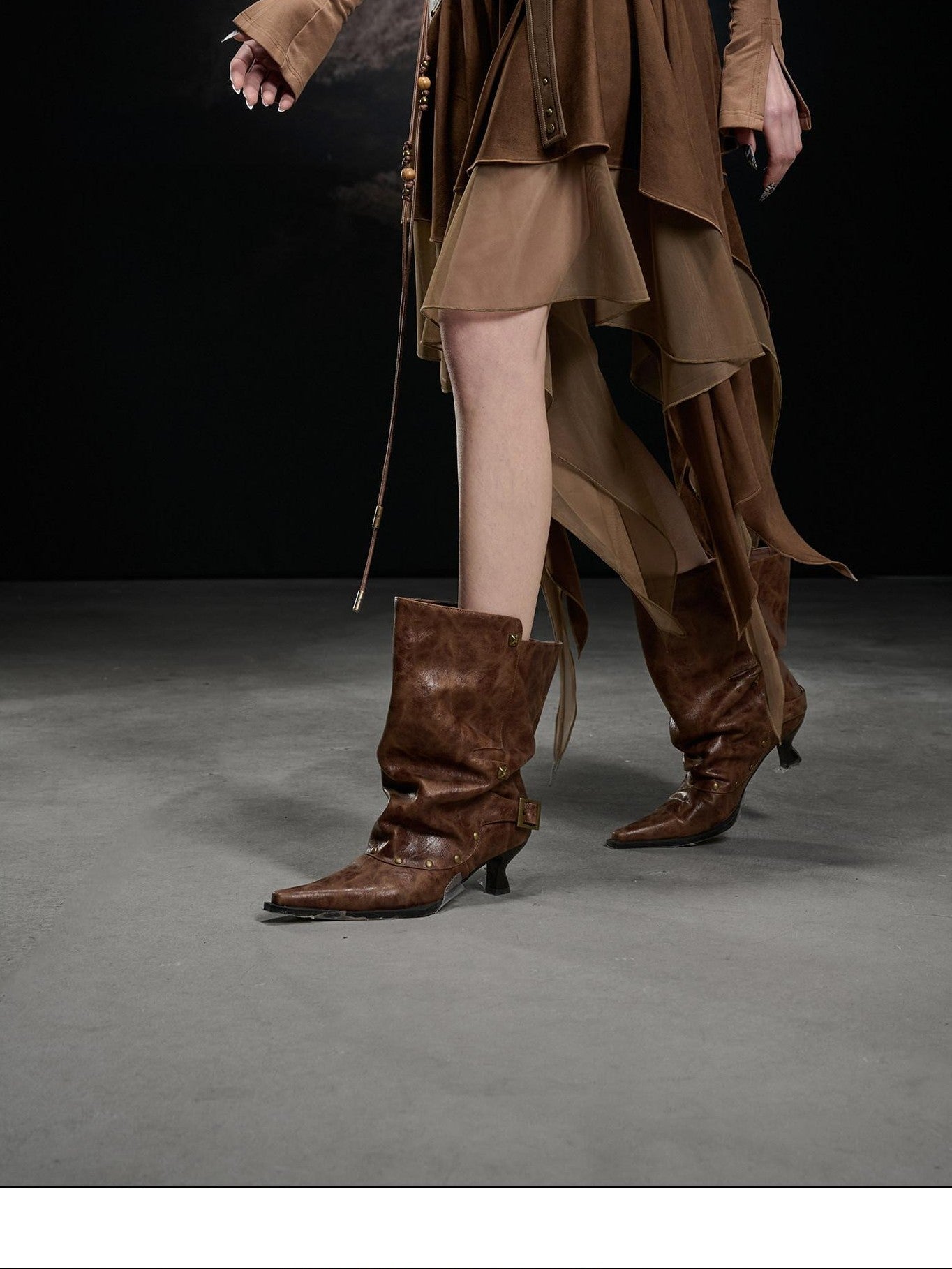NORTH NODE Desert Nomad Asymmetrical Faux Suede Patchwork Women&