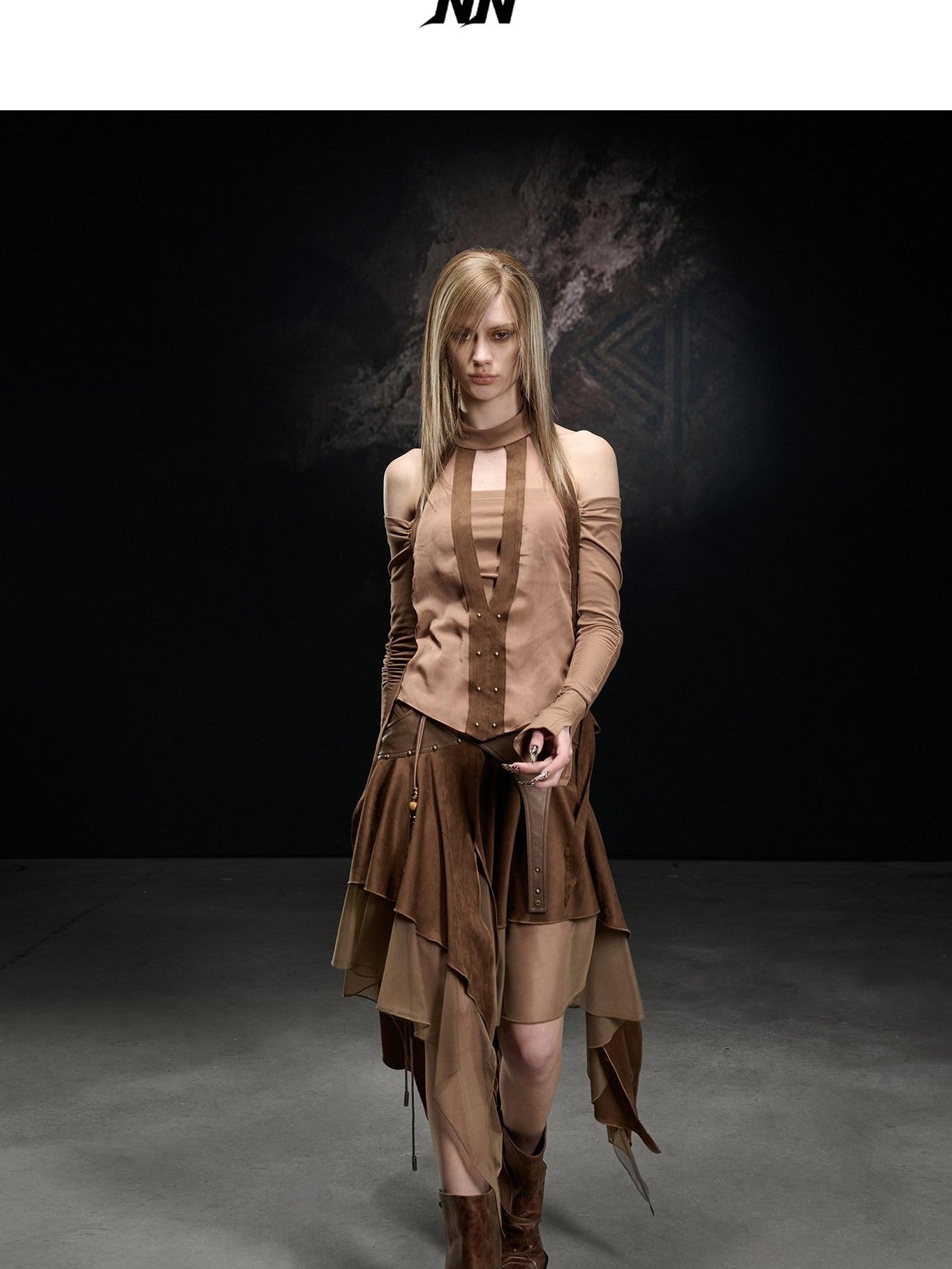 NORTH NODE Desert Nomad Asymmetrical Faux Suede Patchwork Women&