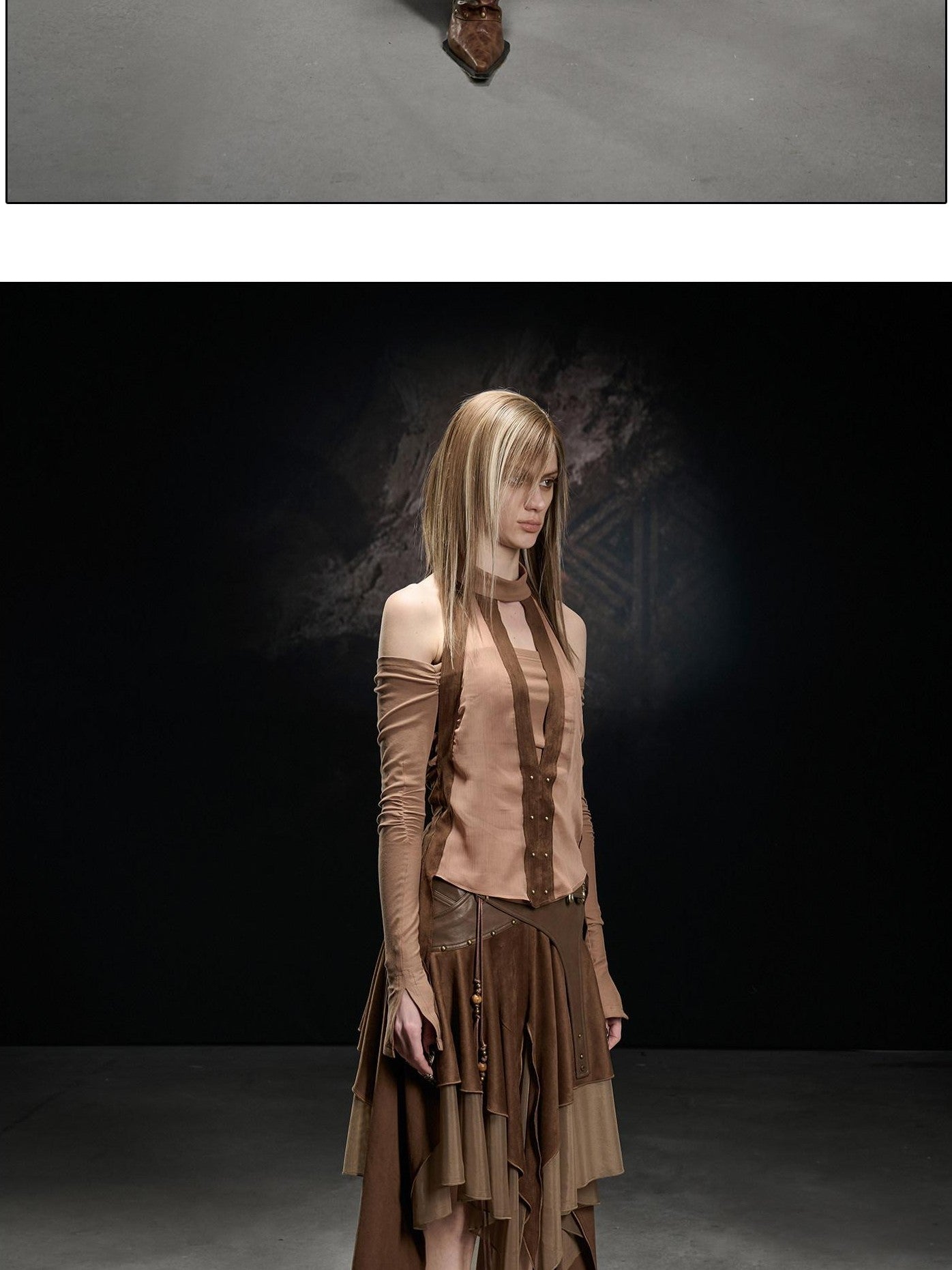 NORTH NODE Desert Nomad Asymmetrical Faux Suede Patchwork Women&