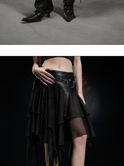 NORTH NODE Desert Nomad Asymmetrical Faux Suede Patchwork Women&