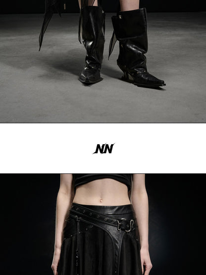 NORTH NODE Desert Nomad Asymmetrical Faux Suede Patchwork Women&