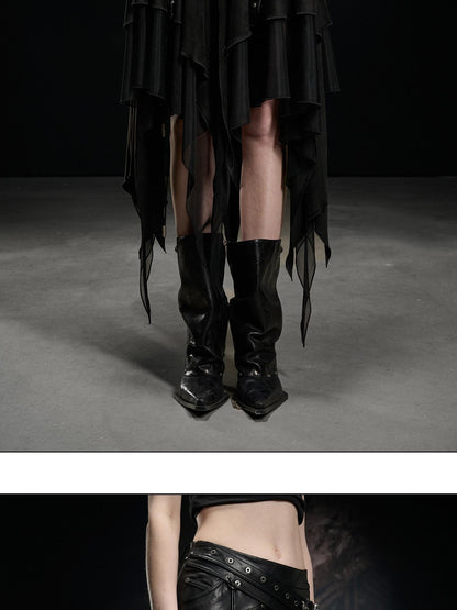 NORTH NODE Desert Nomad Asymmetrical Faux Suede Patchwork Women&
