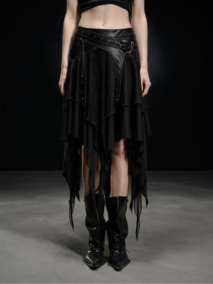 NORTH NODE Desert Nomad Asymmetrical Faux Suede Patchwork Women&
