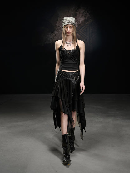 NORTH NODE Desert Nomad Asymmetrical Faux Suede Patchwork Women&