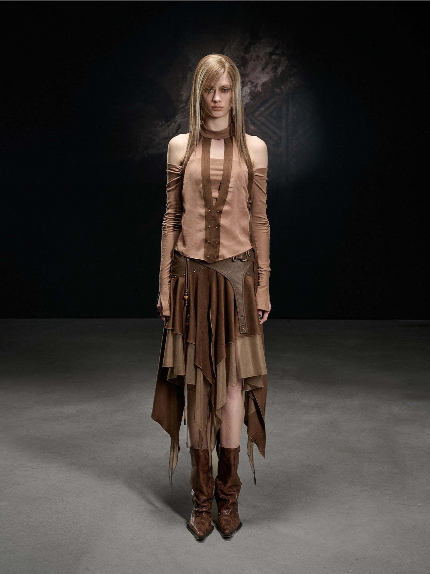 NORTH NODE Desert Nomad Asymmetrical Faux Suede Patchwork Women&