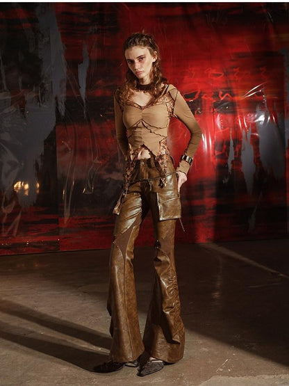 NORTH NODE Design Aesthetic Tailored Micro Flare Long Women&