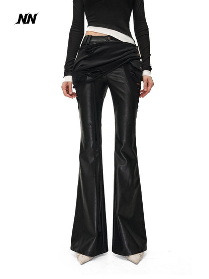 NORTH NODE Detachable Flared Panel Slim Fit Pu Women&