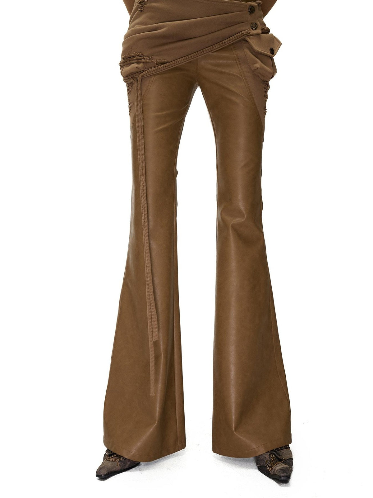 NORTH NODE Detachable Flared Panel Slim Fit Pu Women&