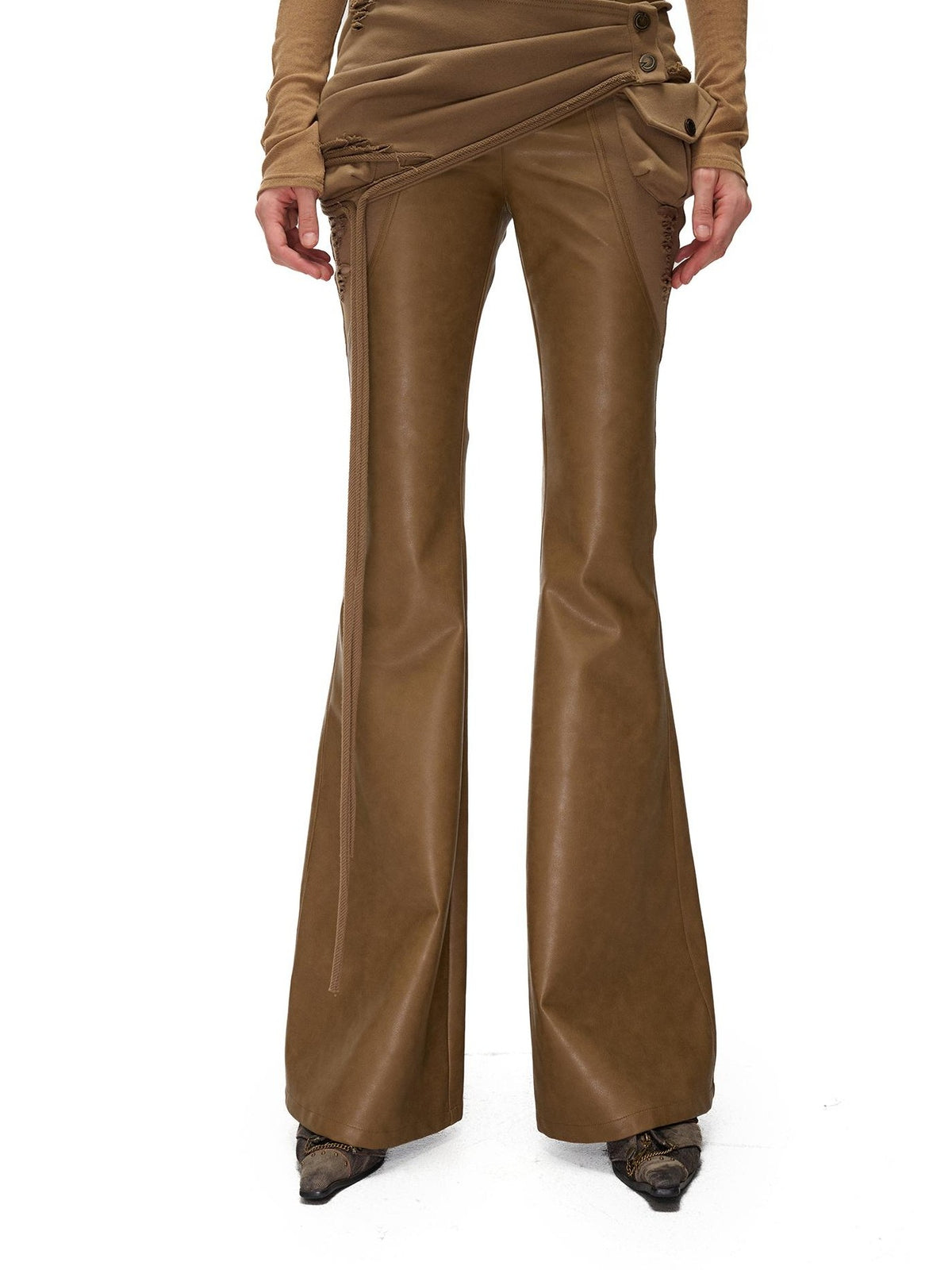 NORTH NODE Detachable Flared Panel Slim Fit Pu Women&