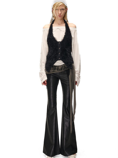 NORTH NODE Detachable Flared Panel Slim Fit Pu Women&