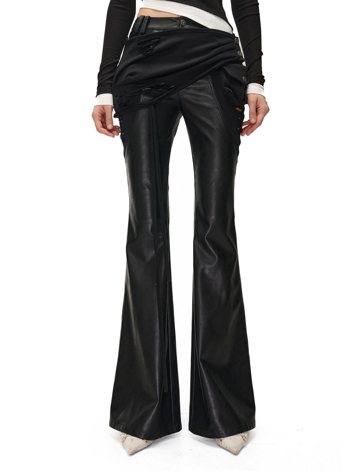 NORTH NODE Detachable Flared Panel Slim Fit Pu Women&