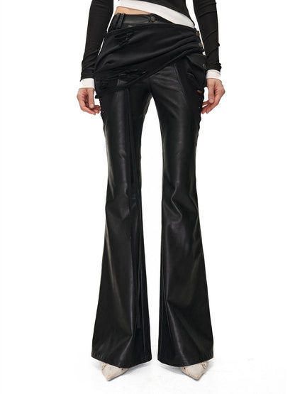 NORTH NODE Detachable Flared Panel Slim Fit Pu Women&