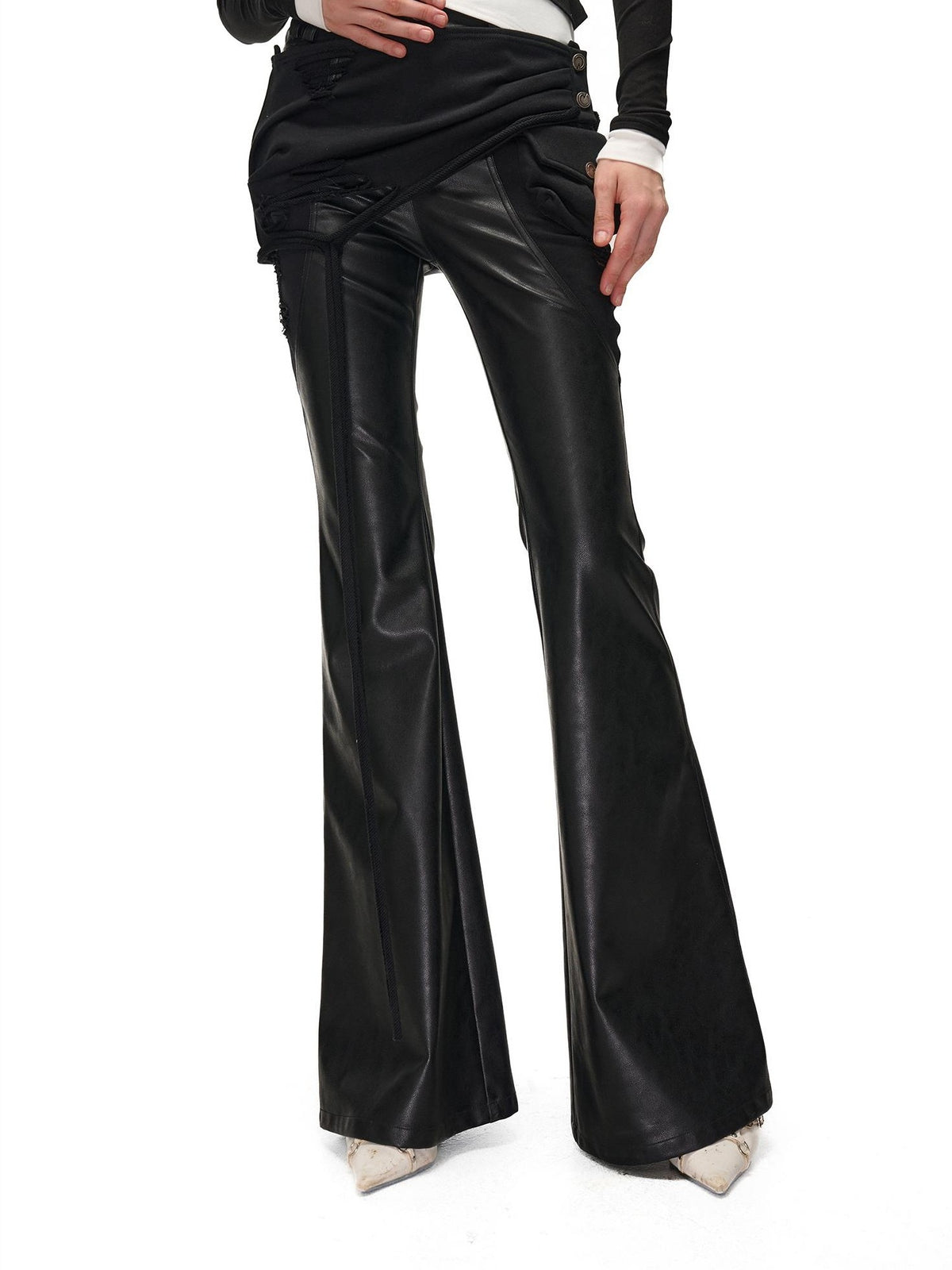 NORTH NODE Detachable Flared Panel Slim Fit Pu Women&