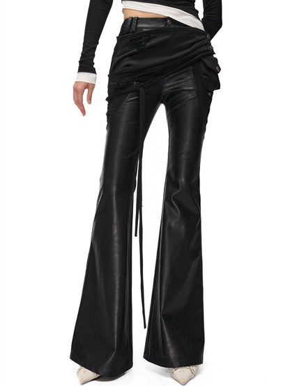 NORTH NODE Detachable Flared Panel Slim Fit Pu Women&