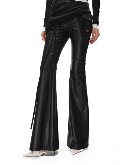 NORTH NODE Detachable Flared Panel Slim Fit Pu Women&