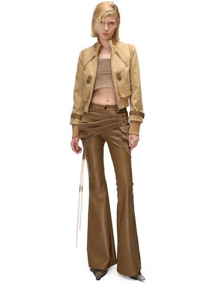 NORTH NODE Detachable Flared Panel Slim Fit Pu Women&