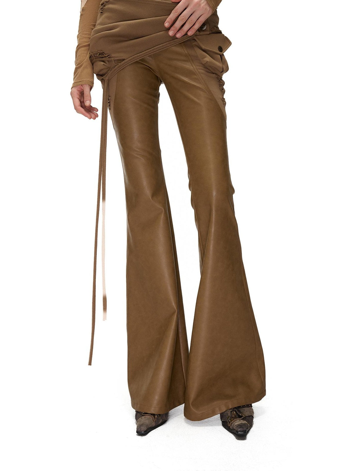 NORTH NODE Detachable Flared Panel Slim Fit Pu Women&
