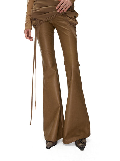 NORTH NODE Detachable Flared Panel Slim Fit Pu Women&