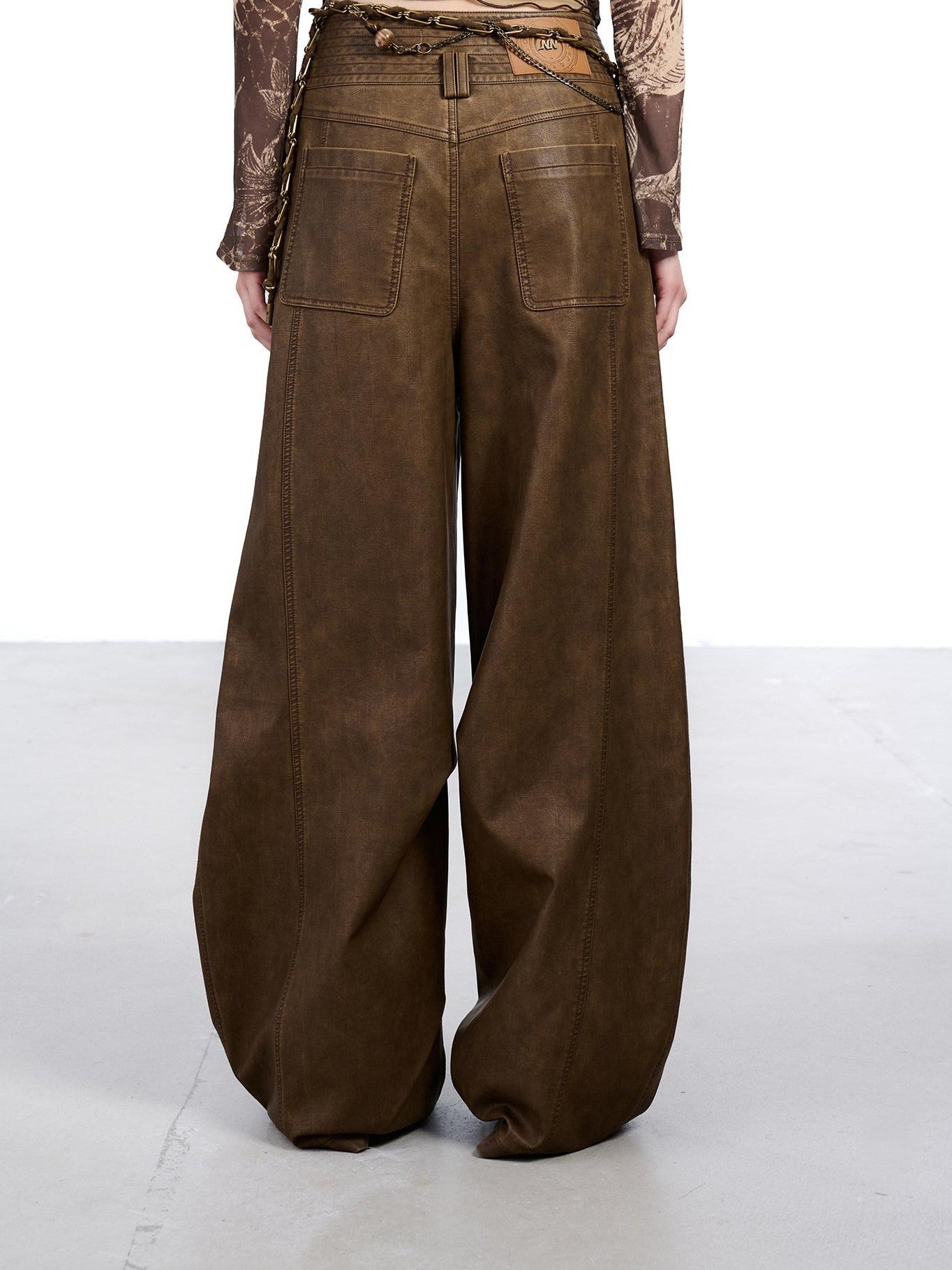 NORTH NODE Devil City Sand Washed Pleated Pocket Wide Waist Women&